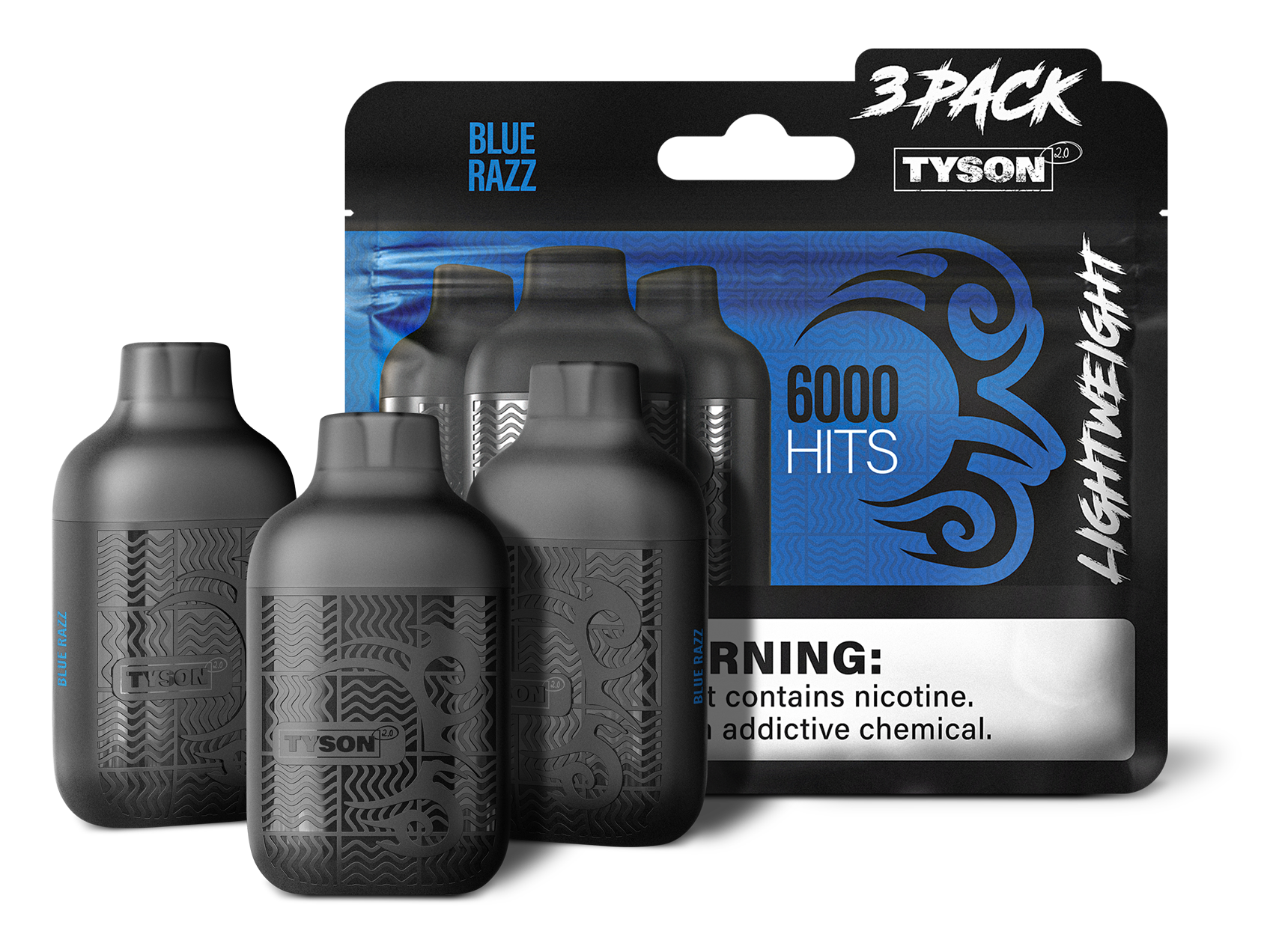 Tyson 2.0 Lightweight 6000 Hits 3 Pack Vape - Blue Razz – Vape Tyson
