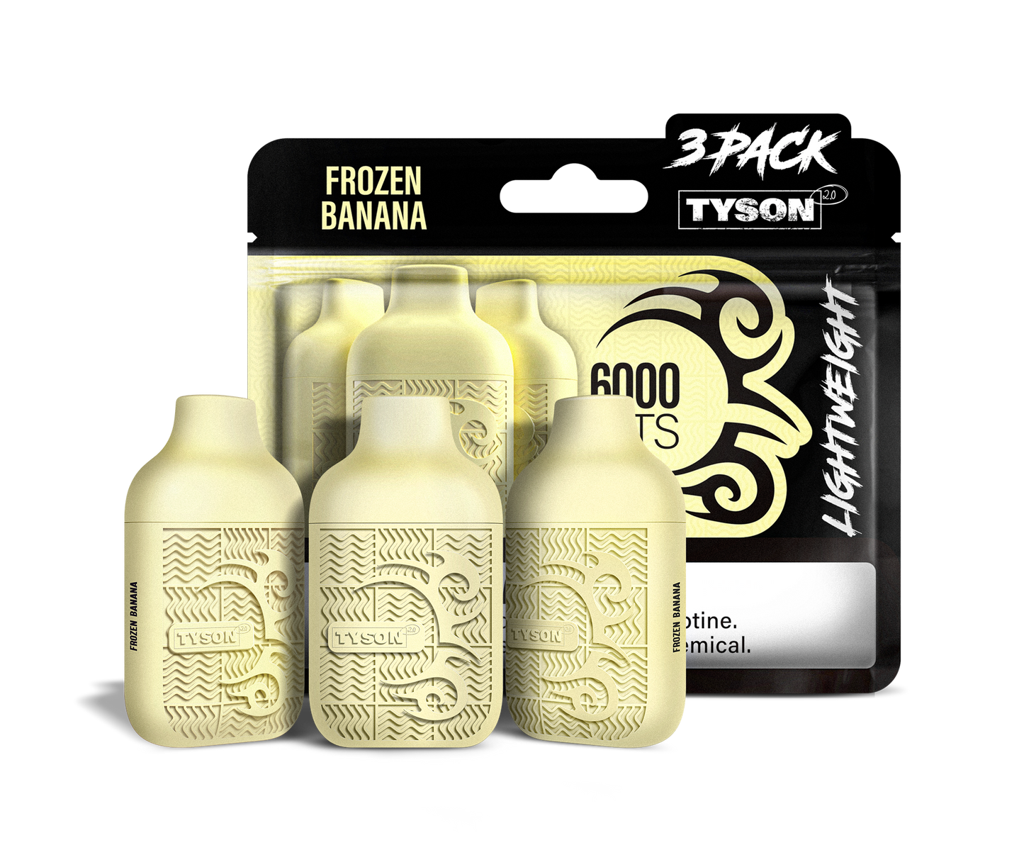 Tyson 2.0 Lightweight 6000 Hits 3 Pack Vape - Frozen Banana