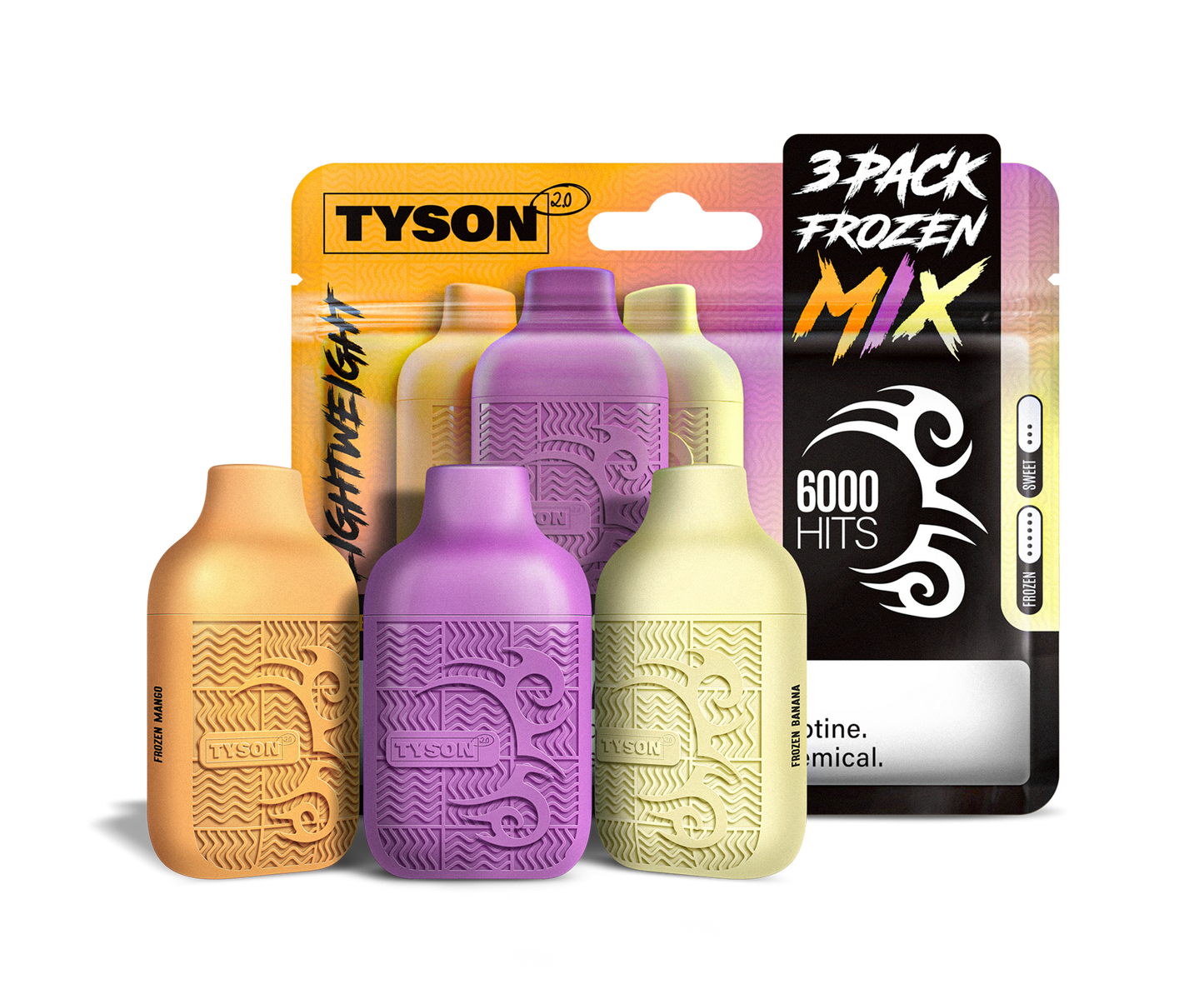 Tyson 2.0 Lightweight 6000 Hits 3 Pack Vape - Frozen Mix