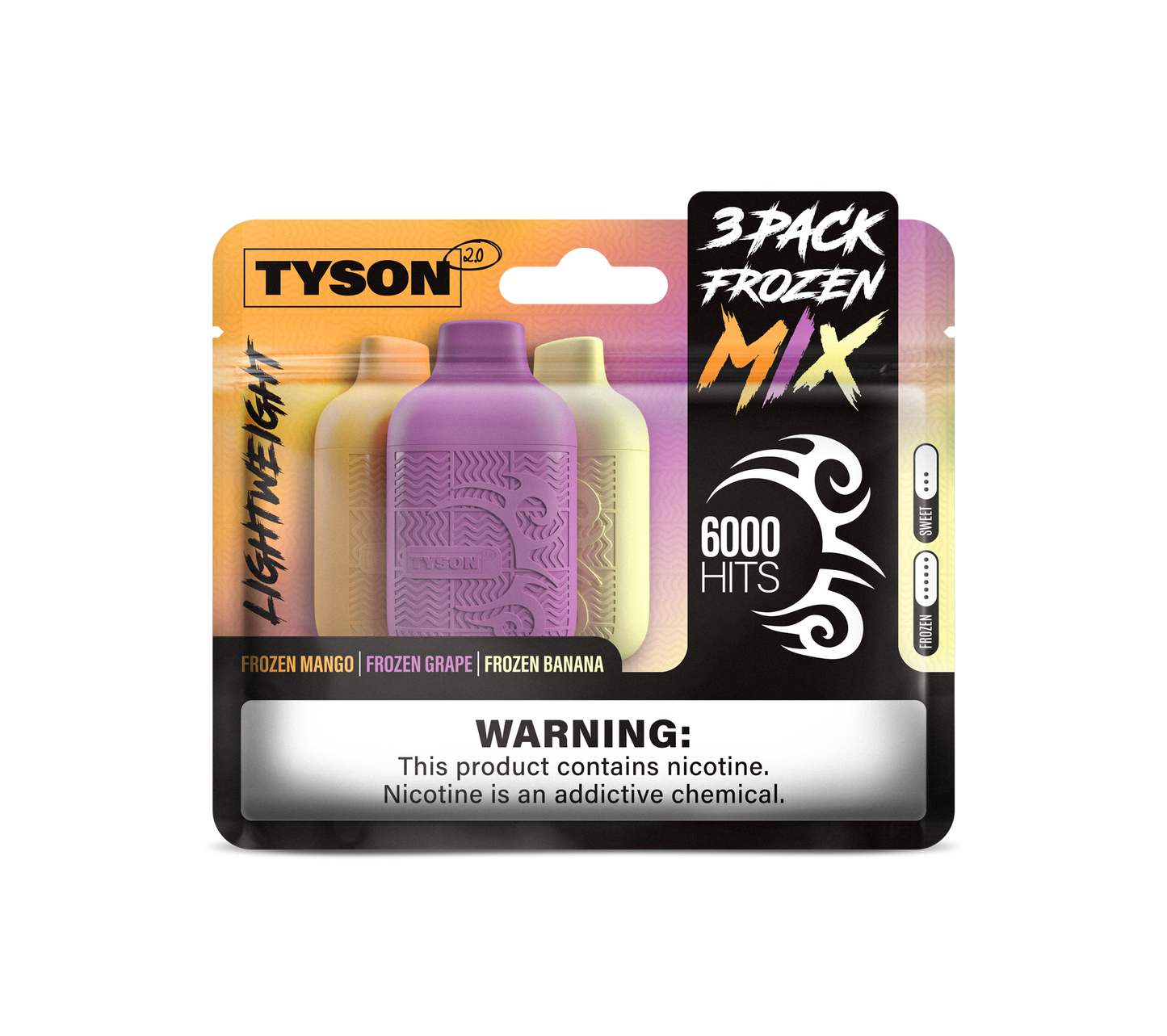 Tyson 2.0 Lightweight 6000 Hits 3 Pack Vape - Frozen Mix