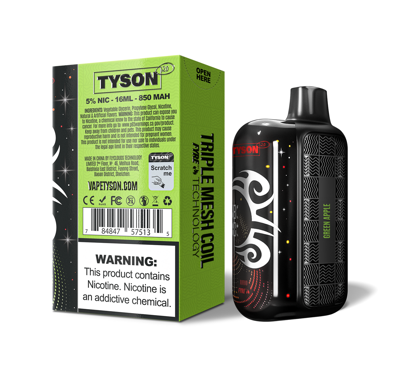 Tyson 2.0 Legend 30,000 Puffs Disposable - Green Apple