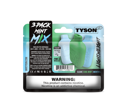 Tyson 2.0 Lightweight 6000 Hits 3 Pack Vape - Mint Mix