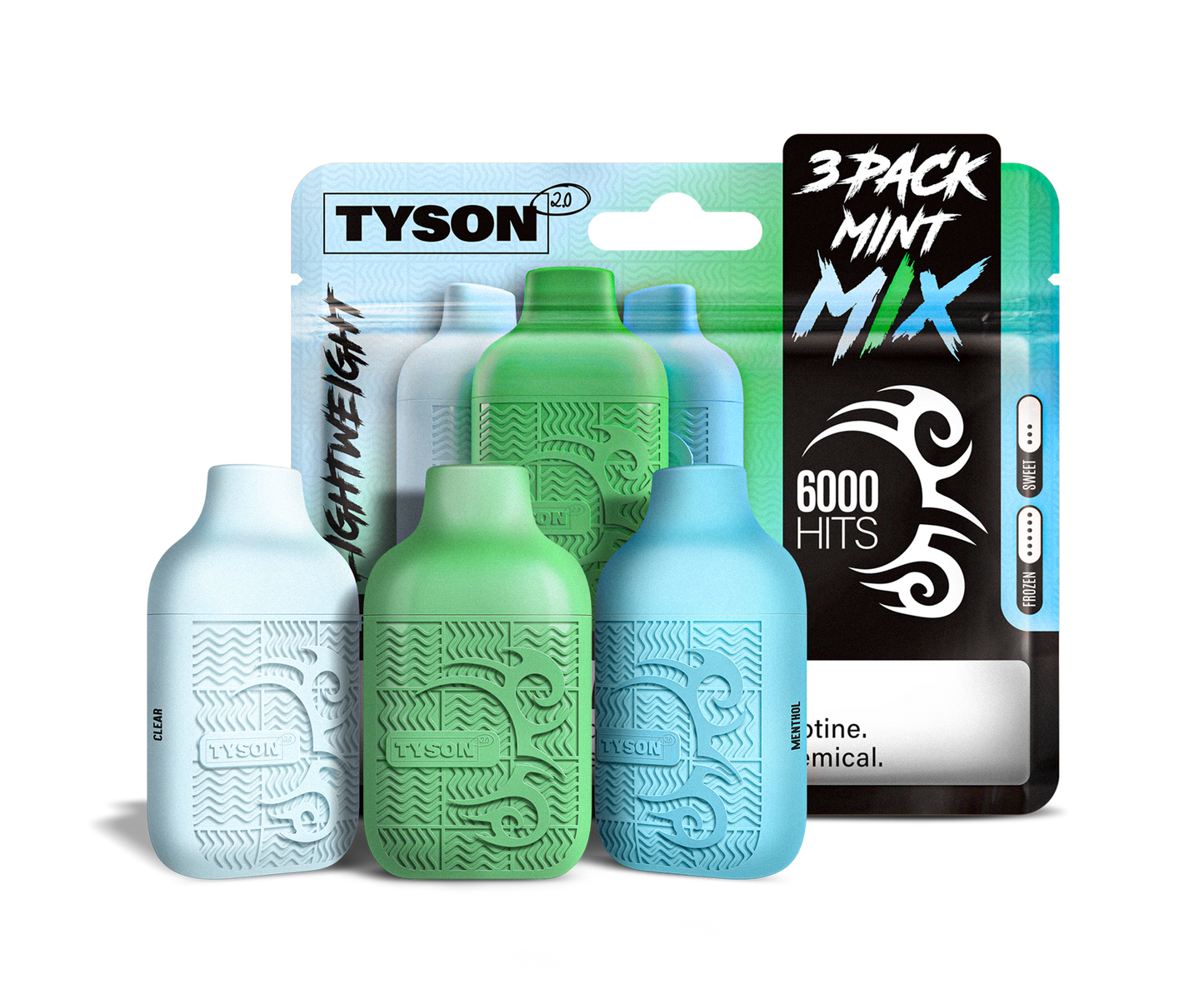 Tyson 2.0 Lightweight 6000 Hits 3 Pack Vape - Mint Mix