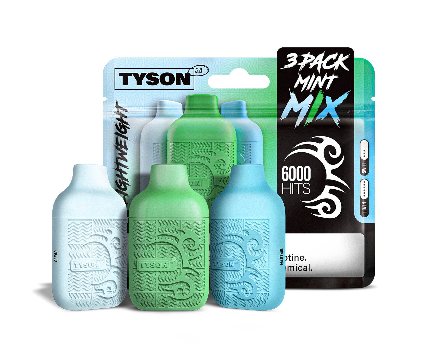 Tyson 2.0 Lightweight 6000 Hits 3 Pack Vape - Mint Mix