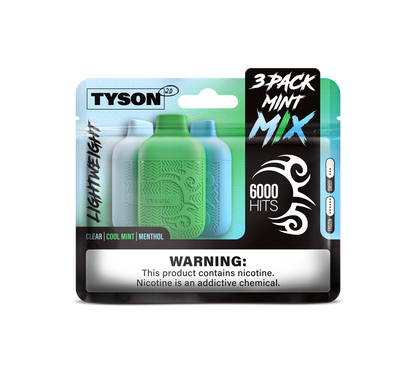 Tyson 2.0 Lightweight 6000 Hits 3 Pack Vape - Mint Mix