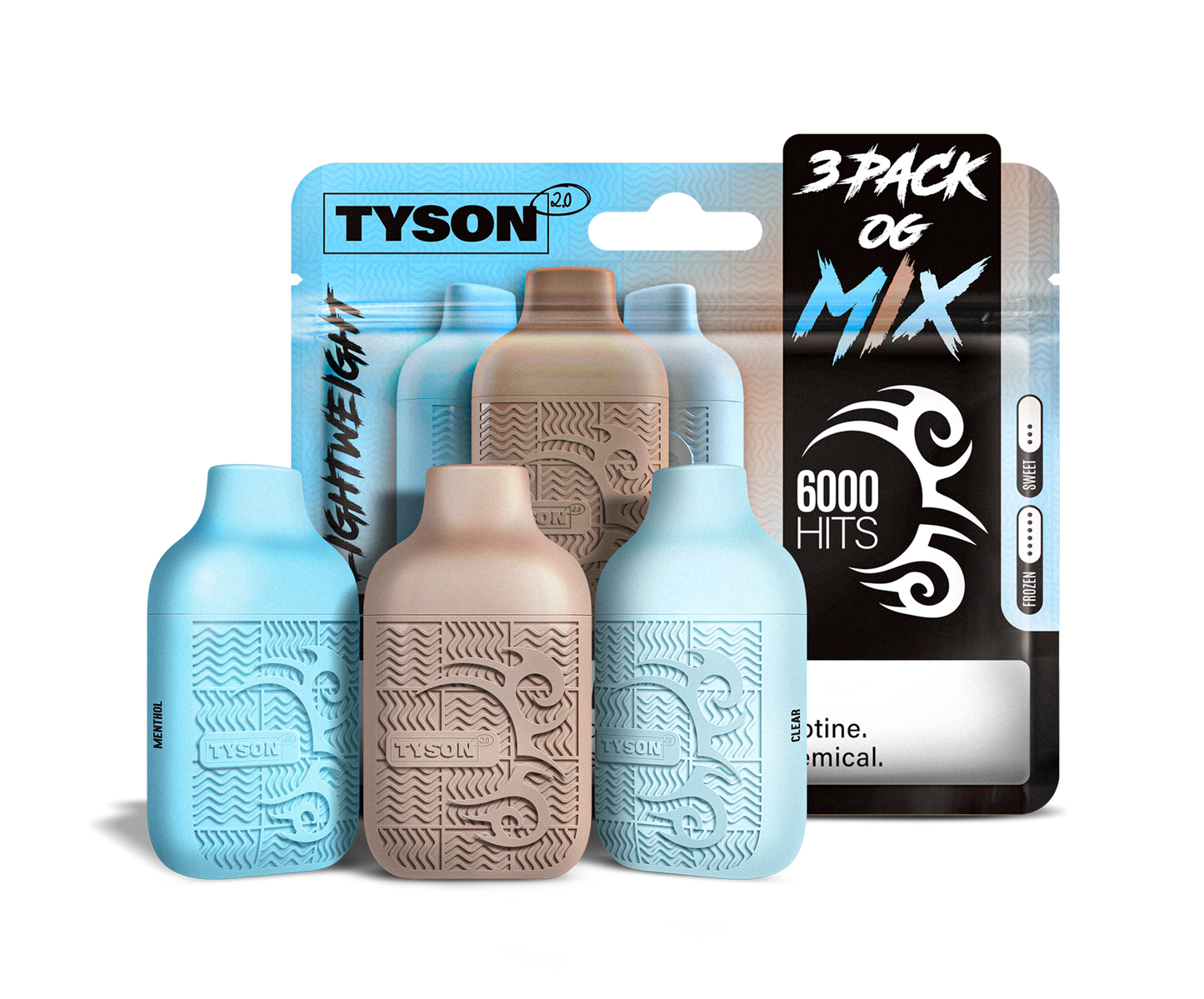 Tyson 2.0 Lightweight 6000 Hits 3 Pack Vape - OG Mix