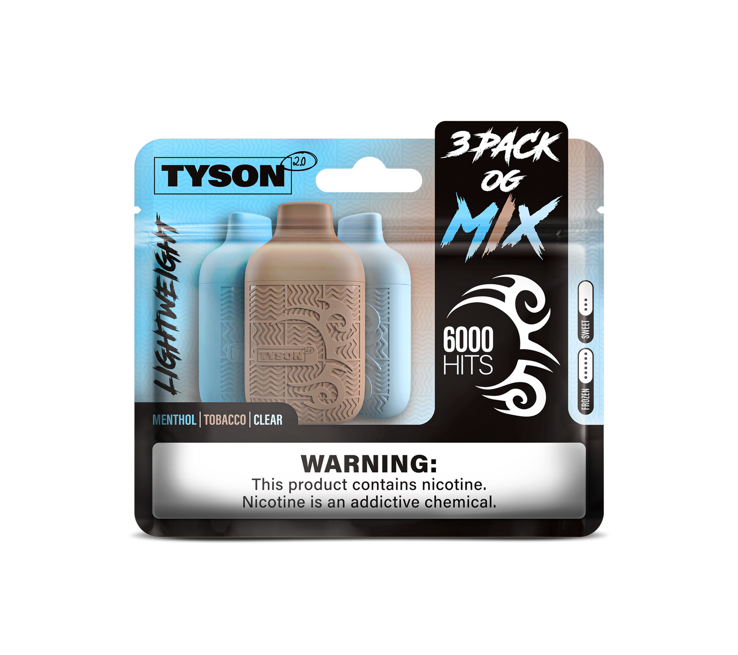 Tyson 2.0 Lightweight 6000 Hits 3 Pack Vape - OG Mix