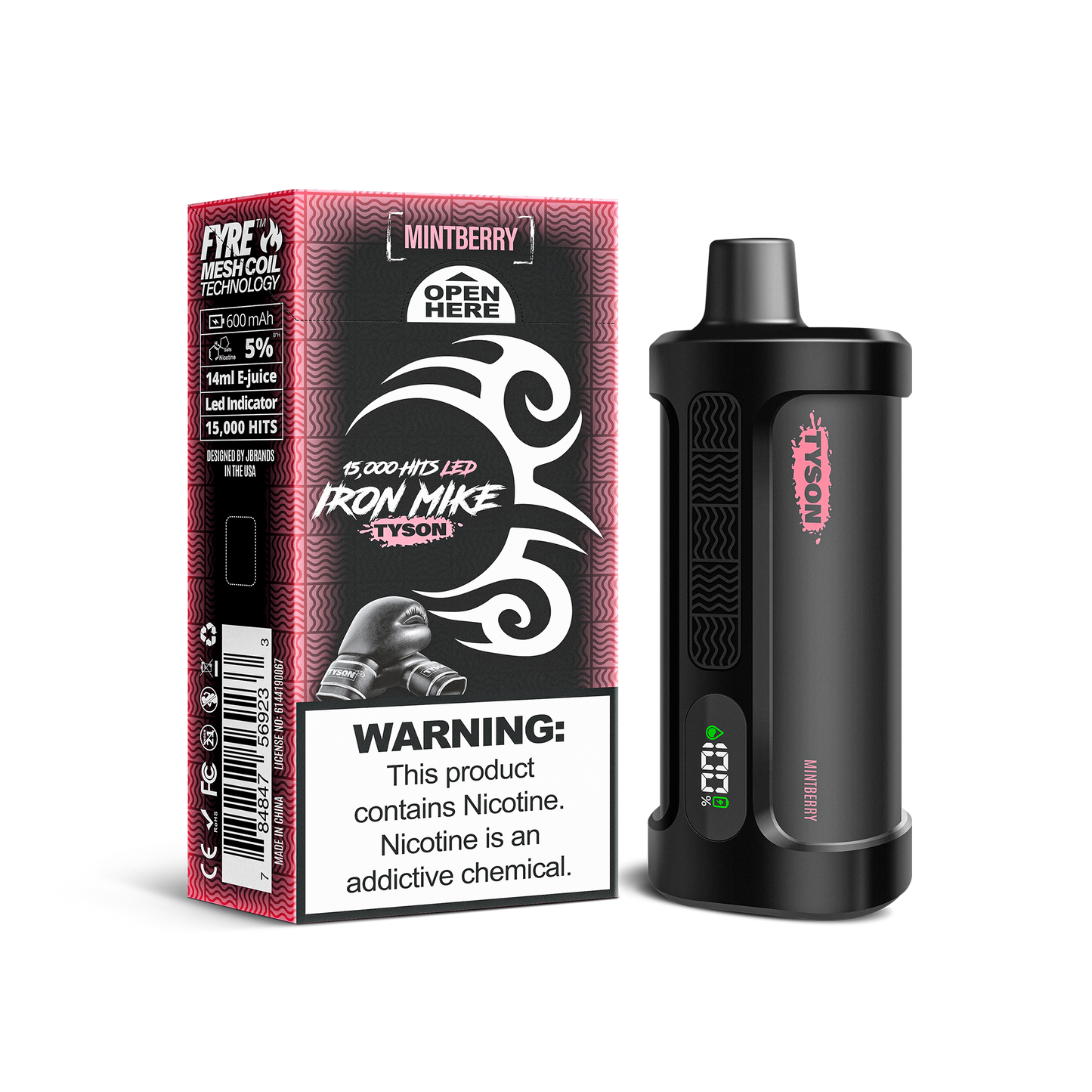 Tyson 2.0 Iron Mike 15,000 Hits Disposable Vape - Mintberry