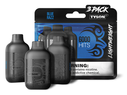 Tyson 2.0 Lightweight 6000 Hits 3 Pack Vape - Blue Razz