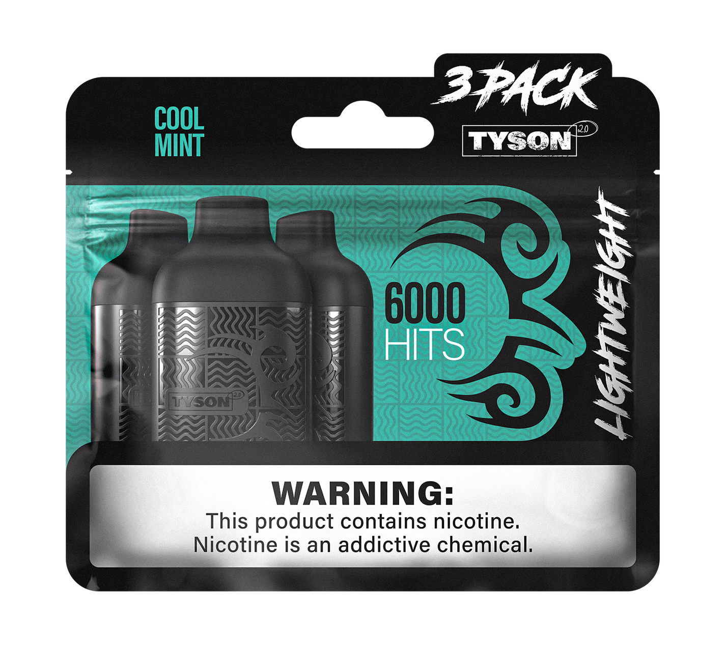 Tyson 2.0 Lightweight 6000 Hits 3 Pack Vape - Cool Mint – Vape Tyson