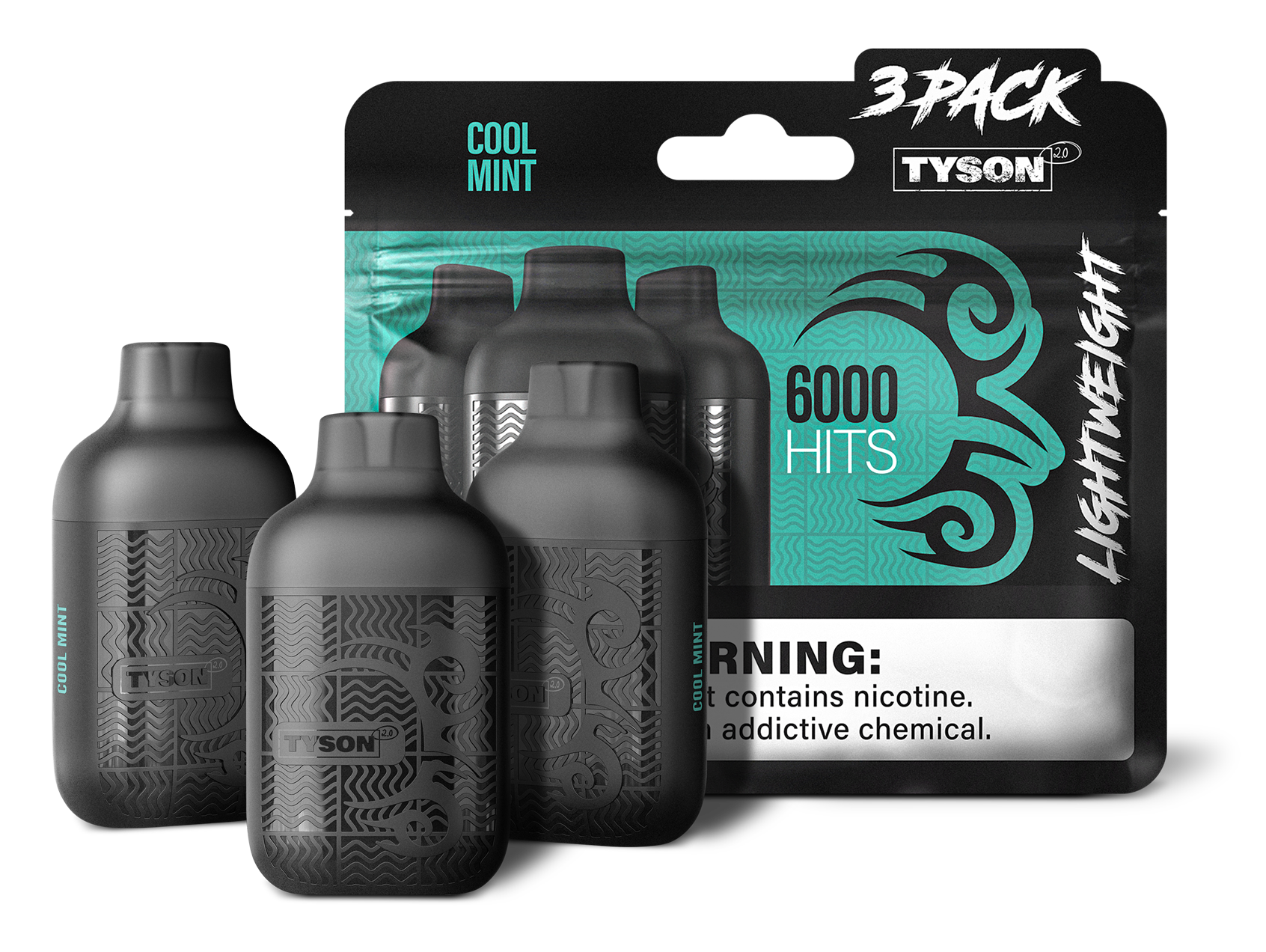 Tyson 2.0 Lightweight 6000 Hits 3 Pack Vape - Cool Mint – Vape Tyson