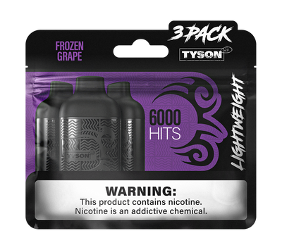 Tyson 2.0 Lightweight 6000 Hits 3 Pack Vape - Frozen Grape