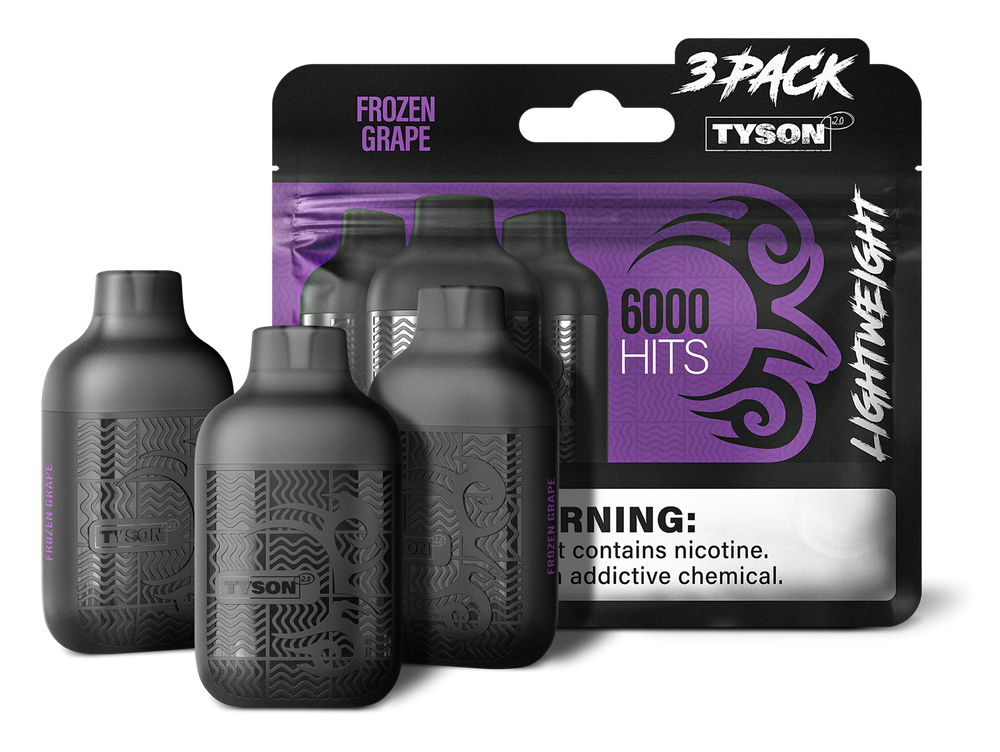 Tyson 2.0 Lightweight 6000 Hits 3 Pack Vape - Frozen Grape