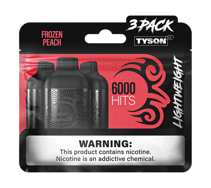 Tyson 2.0 Lightweight 6000 Hits 3 Pack Vape - Frozen Peach