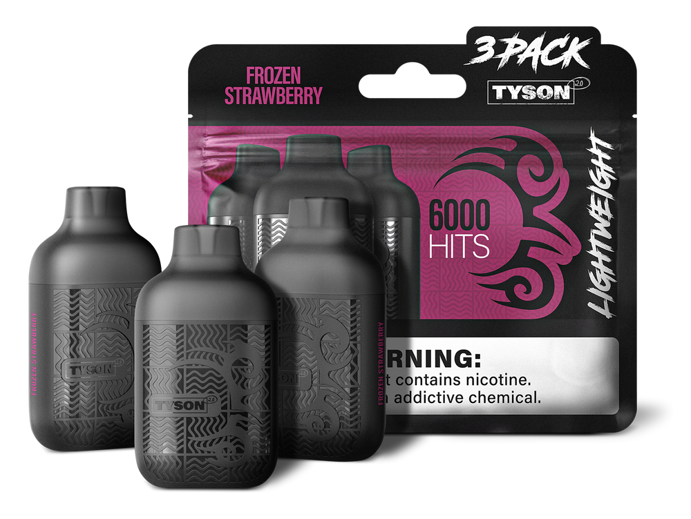 Tyson 2.0 Lightweight 6000 Hits 3 Pack Vape - Frozen Strawberry