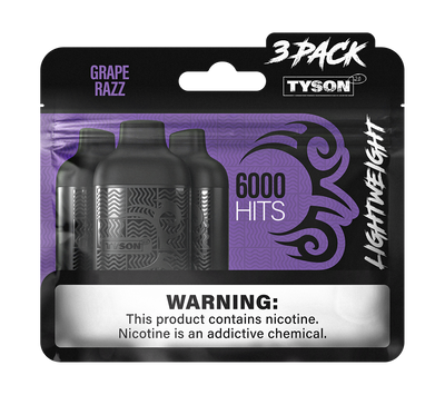 Tyson 2.0 Lightweight 6000 Hits 3 Pack Vape - Grape Razz