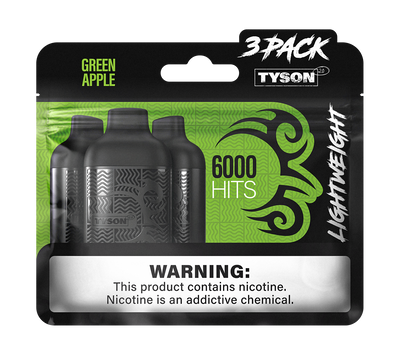 Tyson 2.0 Lightweight 6000 Hits 3 Pack Vape - Green Apple