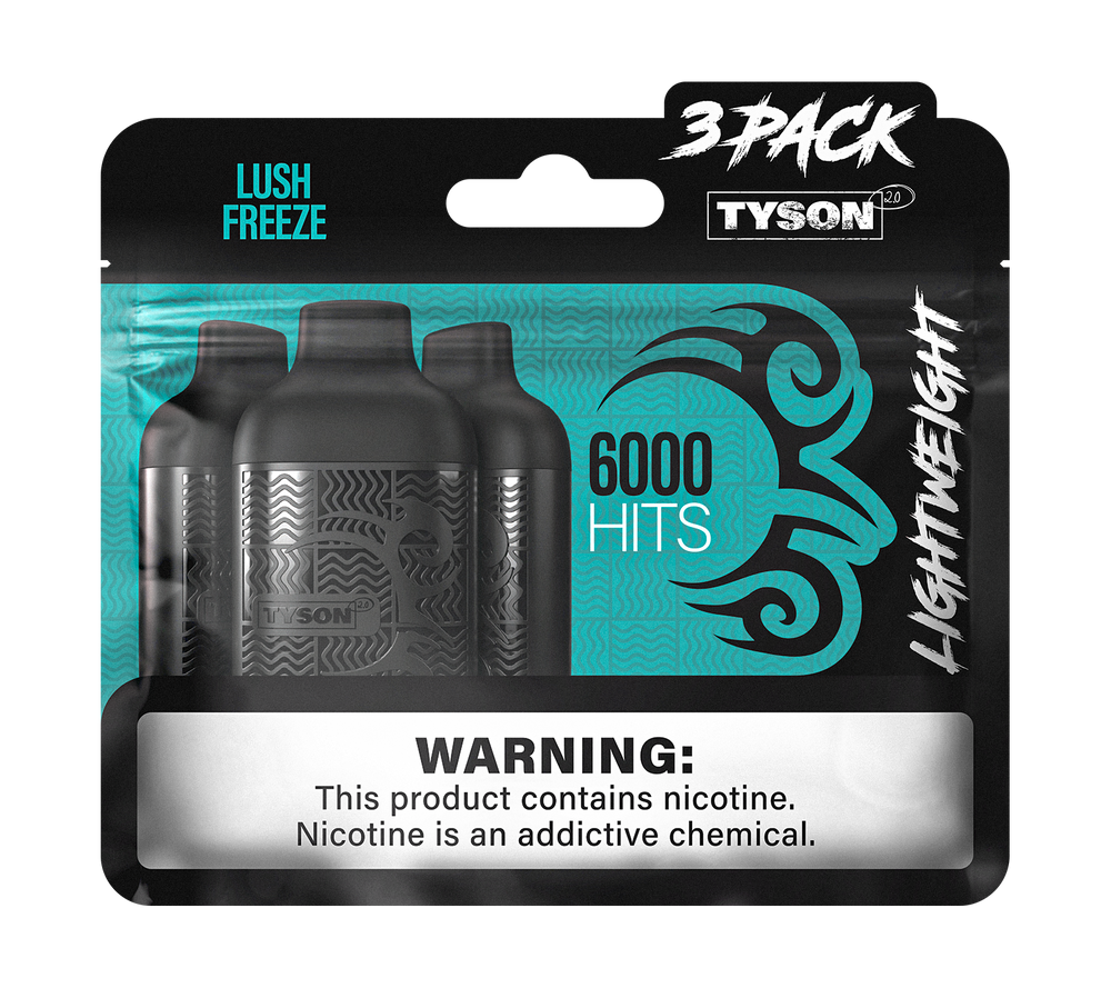 Tyson 2.0 Lightweight 6000 Hits 3 Pack Vape - Lush Freeze