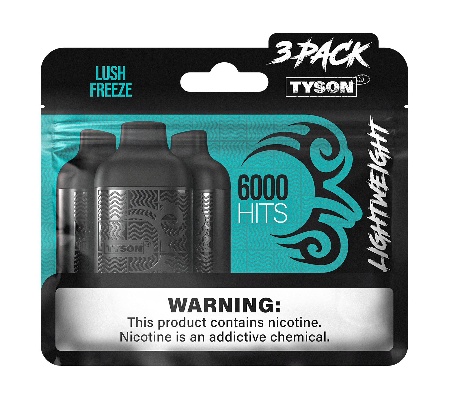 Tyson 2.0 Lightweight 6000 Hits 3 Pack Vape - Lush Freeze