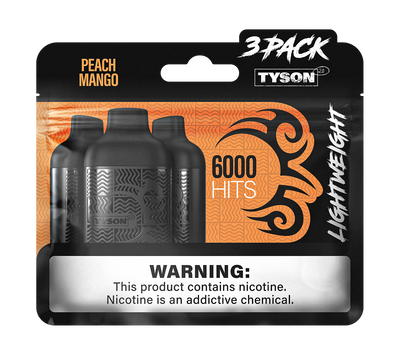 Tyson 2.0 Lightweight 6000 Hits 3 Pack Vape - Peach Mango