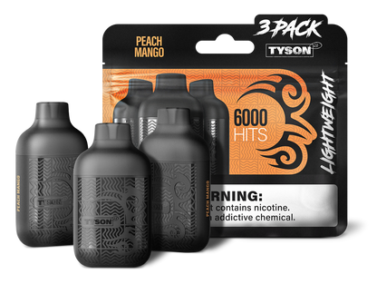 Tyson 2.0 Lightweight 6000 Hits 3 Pack Vape - Peach Mango