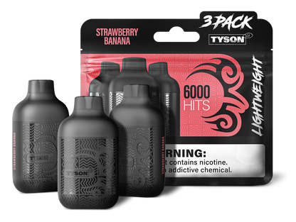 Tyson 2.0 Lightweight 6000 Hits 3 Pack Vape - Strawberry Banana