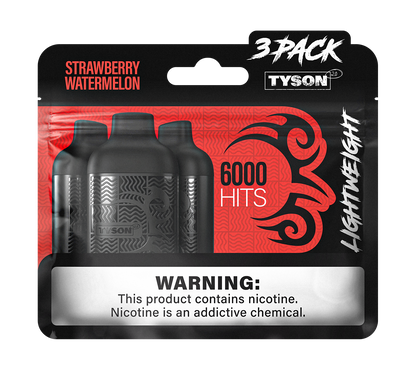 Tyson 2.0 Lightweight 6000 Hits 3 Pack Vape - Strawberry Watermelon