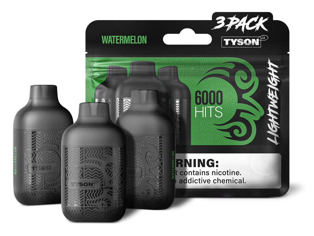 Tyson 2.0 Lightweight 6000 Hits 3 Pack Vape - Watermelon