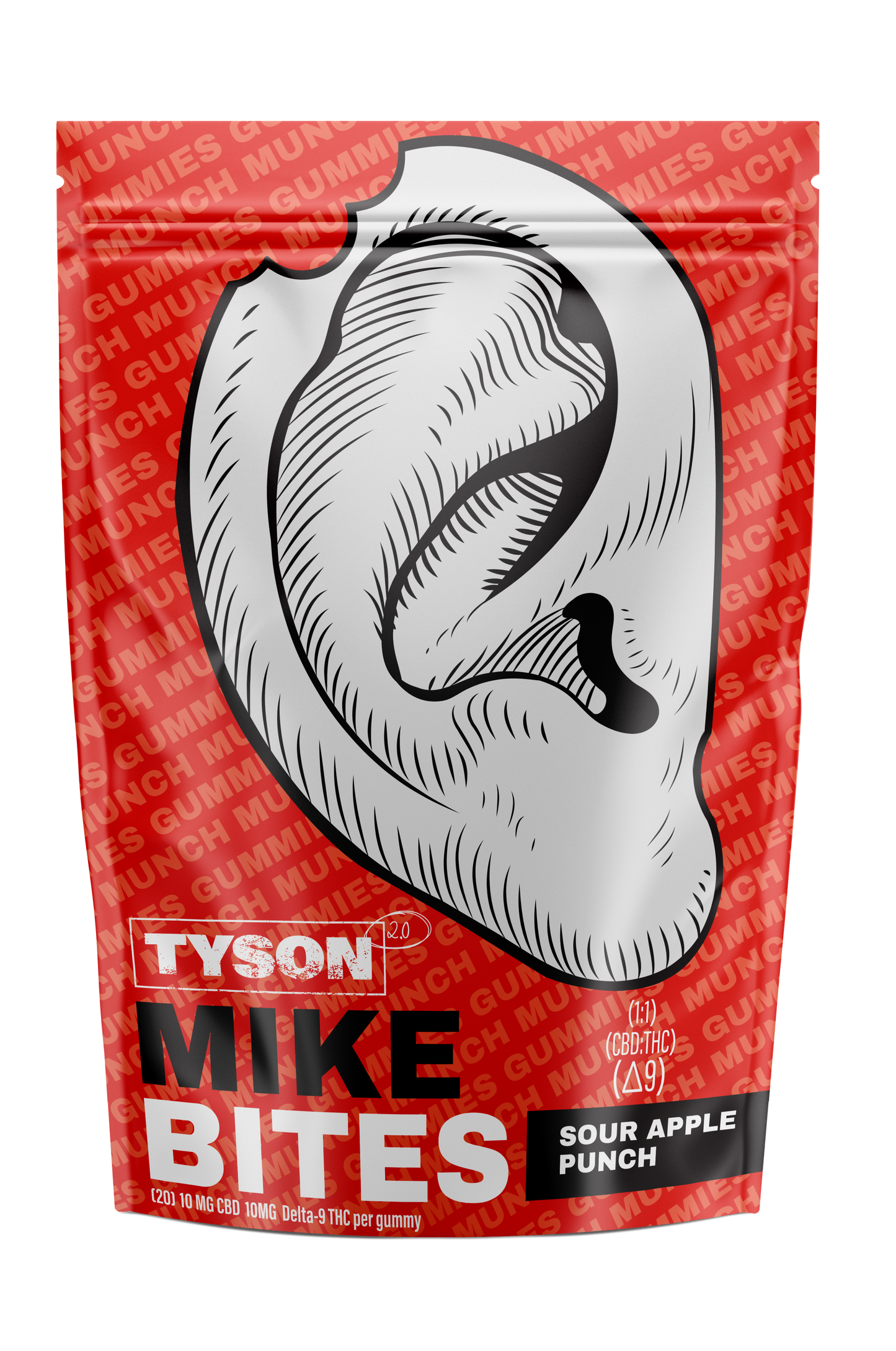 Mike Tyson D9 Ear Bite Gummies - 20 Pack Edibles Tyson 2.0 Sour Apple Punch  